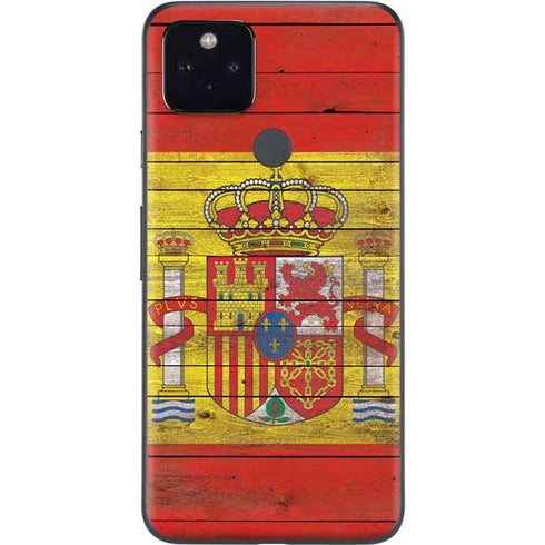 Spain Flag Dark Wood Google Pixel 5a Skin